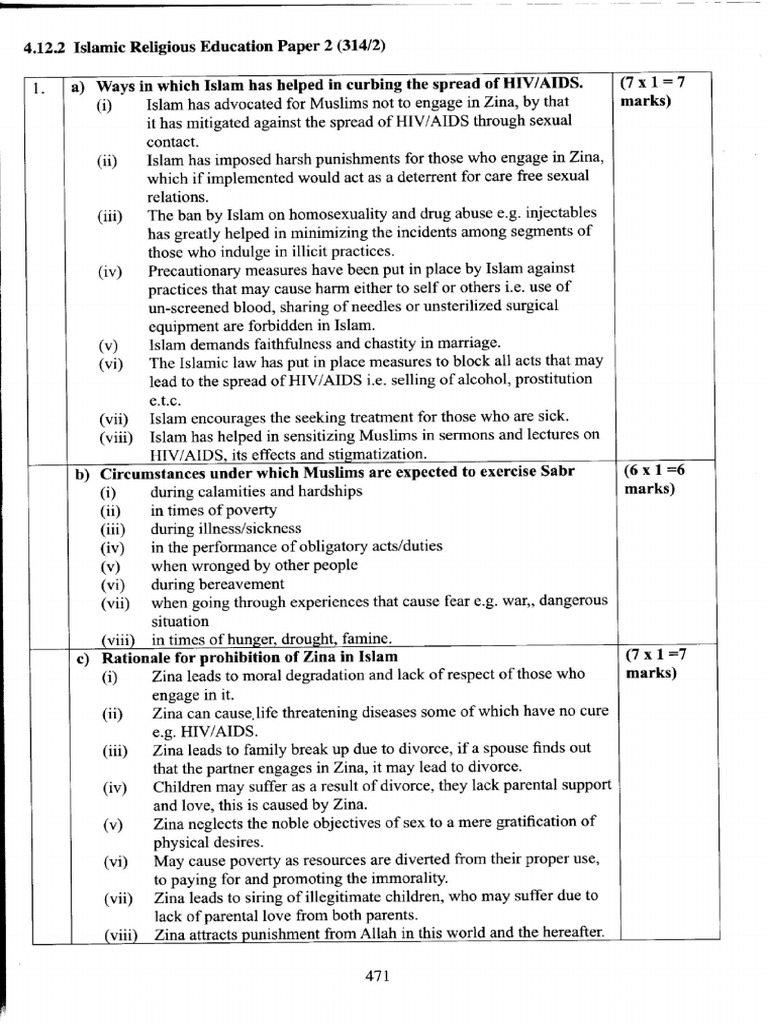 2017 Kcse Islamic Religious Education PP2 Marking Scheme | PDF