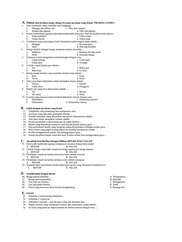 Soal Ulangan 4 C | PDF