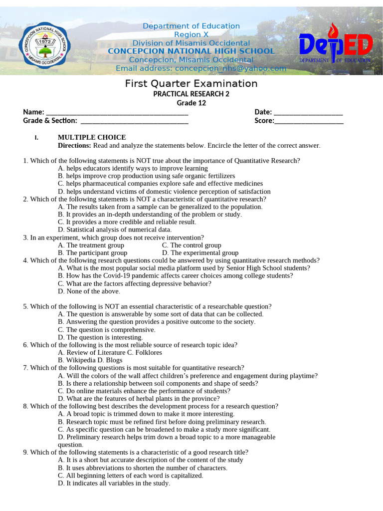 PR2-TEST QUESTIONNAIRE | PDF