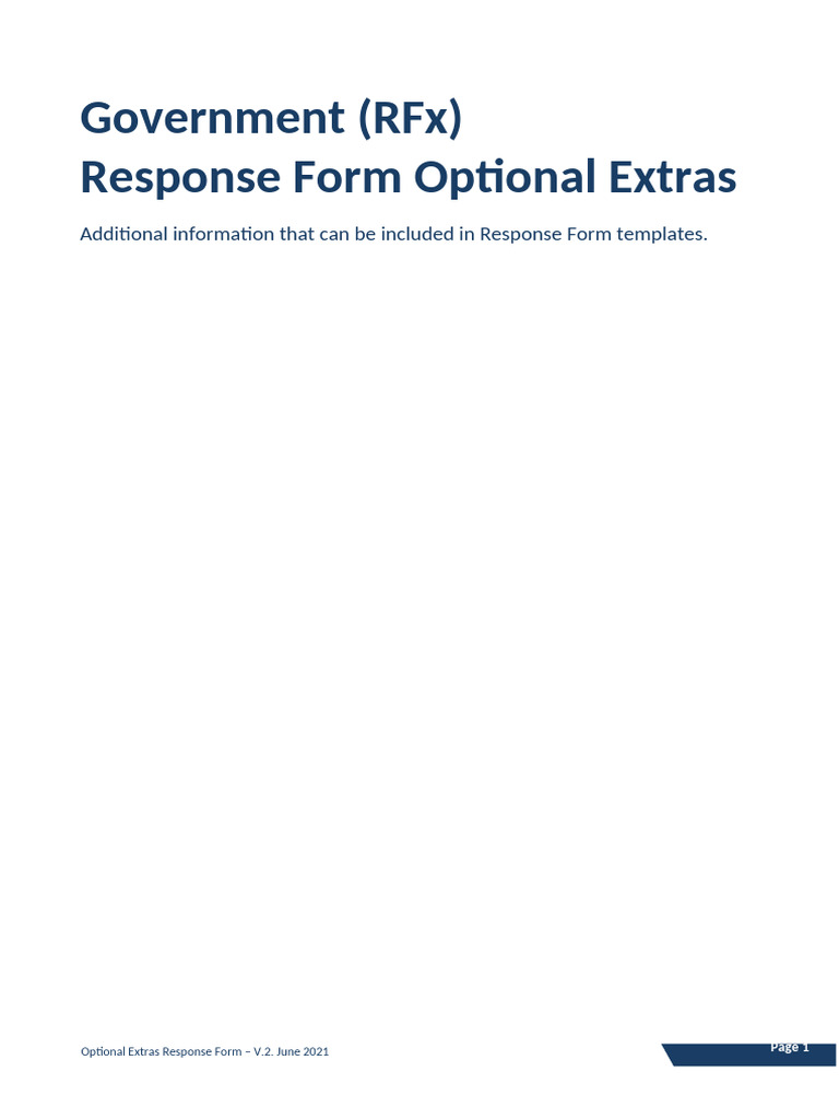 RFX Response Form Optional Extras Government Model | PDF