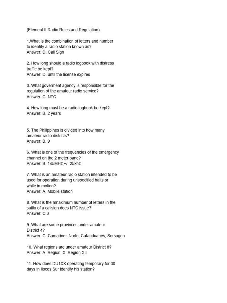Element II Radio Rules and Regulation | PDF