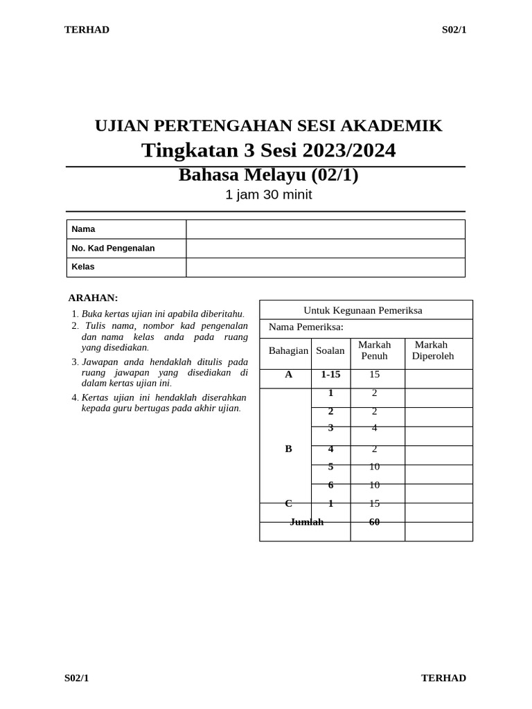 Kertas ujian pertengahan sesi akademik bahasa melayu tingkatan 3 04 pdf