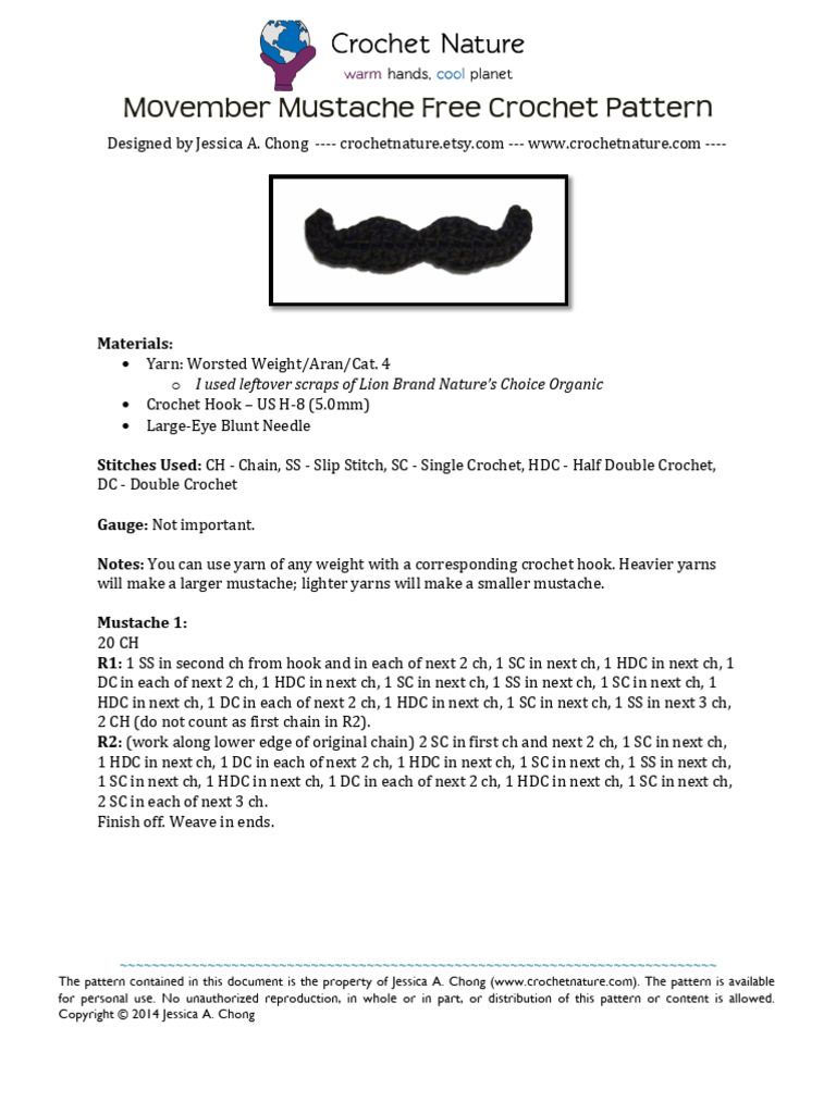 Crochet Your Own Mustache | PDF | Crochet | Foreign Language Studies