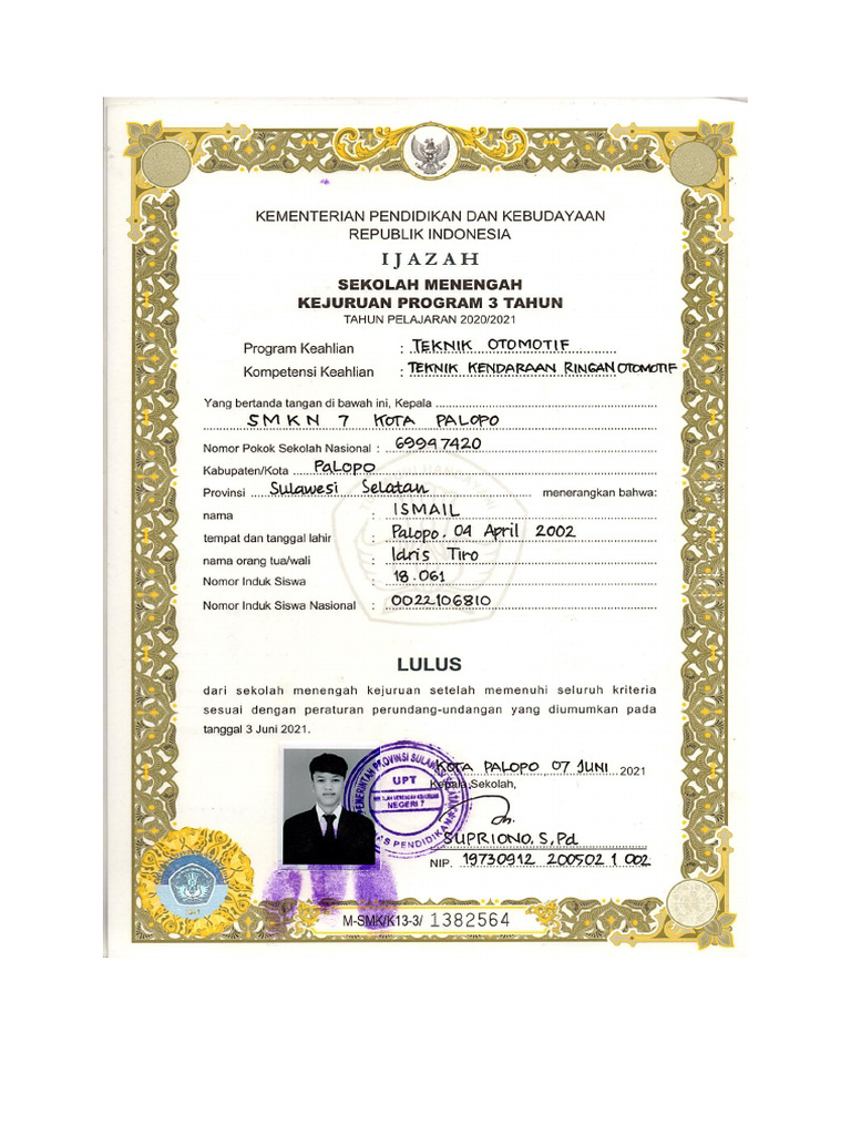 Ijazah Dan Transkip Nilai Terakhir Pdf