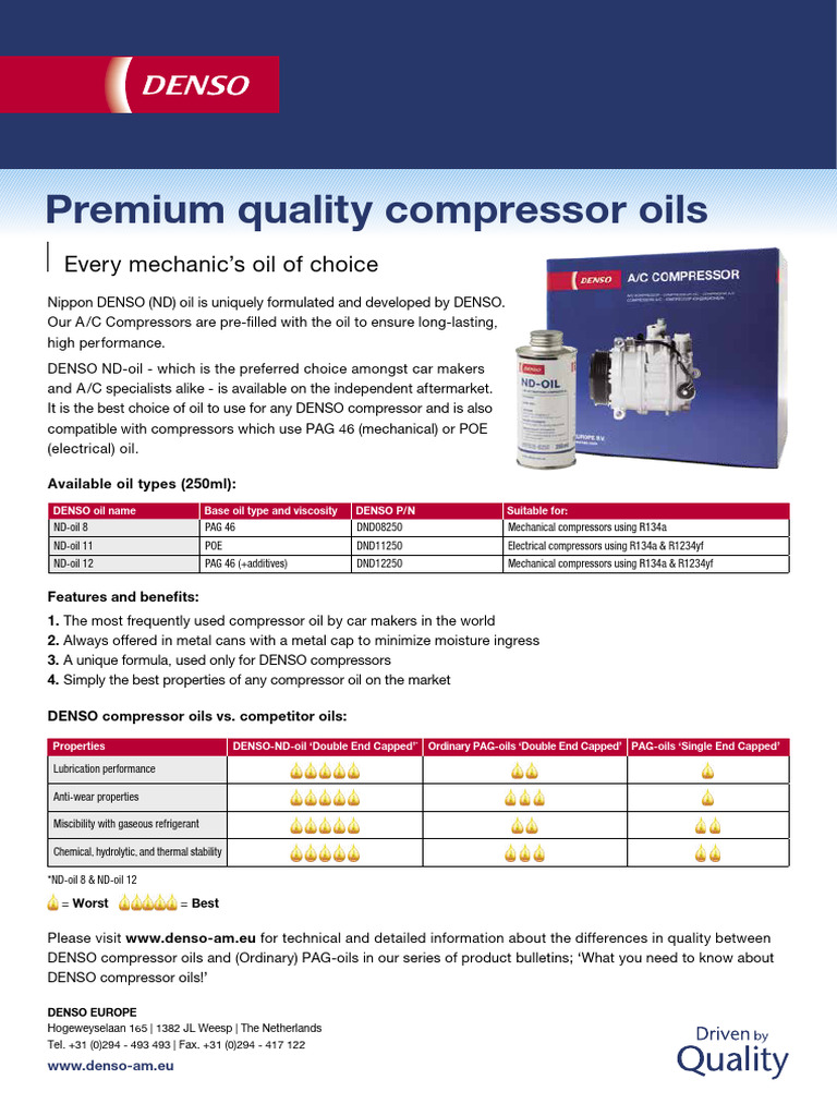 AC Compressor Oils Leaflet English | PDF