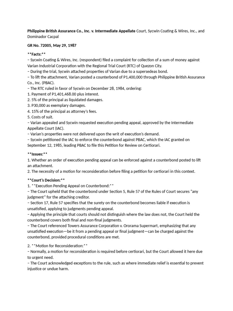 Counterbond Liability in PBAC Case | PDF | Judgment (Law) | Finance ...
