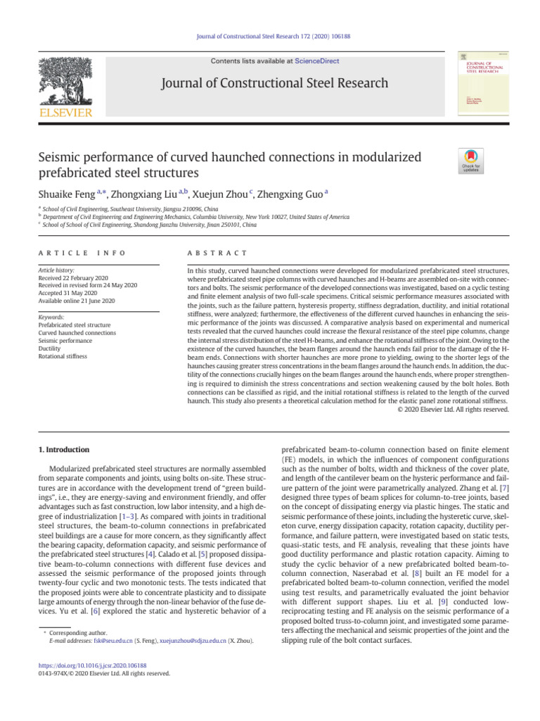 Seismic Performance of Curved Haunched Connections in Modularized ...