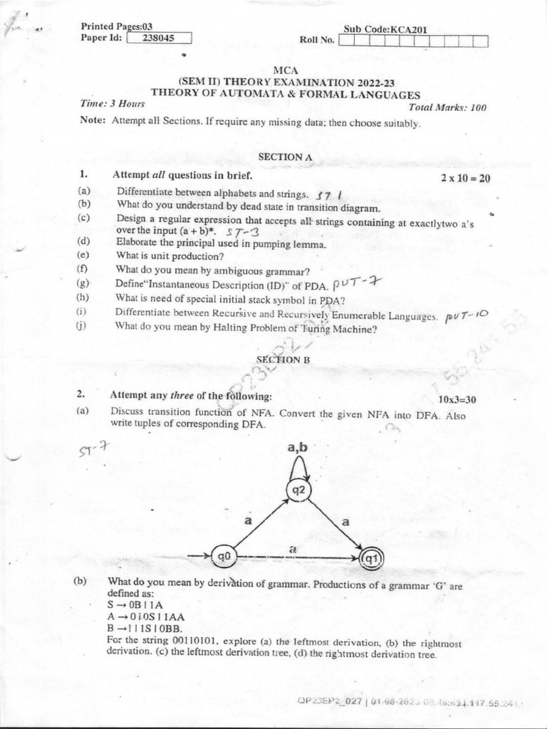 SRC Main Resources Papers MCA MCA 2022-2023 EVEN UT SOL Theory of ...