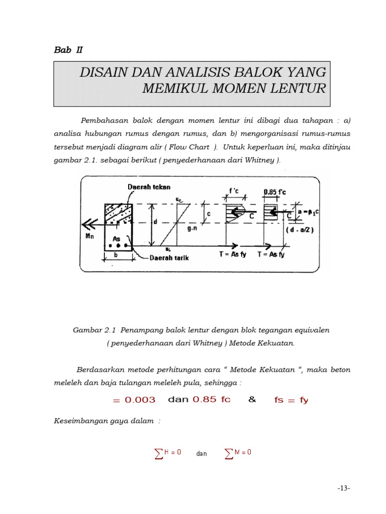 Bab Ii-Disain Dan Analisis Balok Dengan Momen Lentur - 090053 | PDF