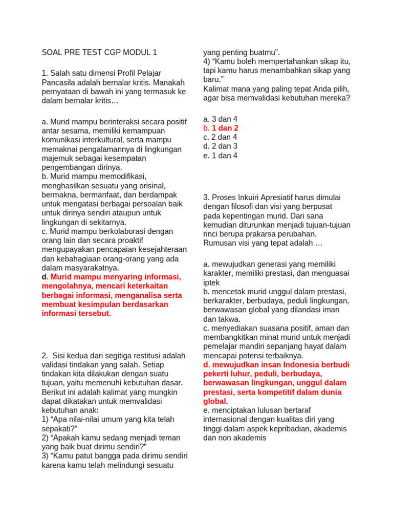 Soal Pre Test CGP Modul 1 | PDF