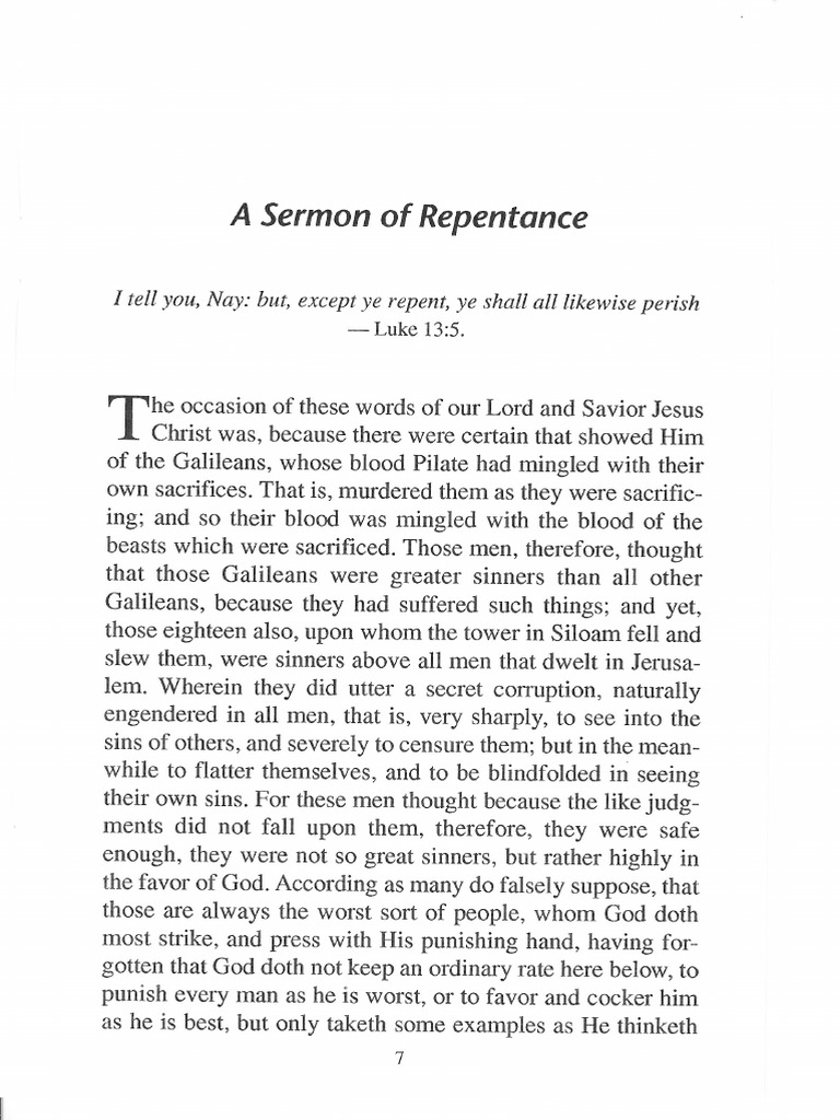 A Sermon of Repentance | PDF