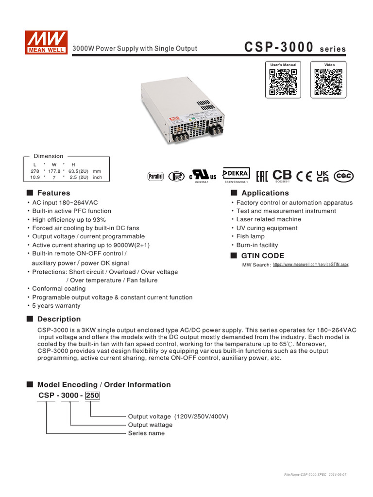 CSP 3000 Spec | PDF