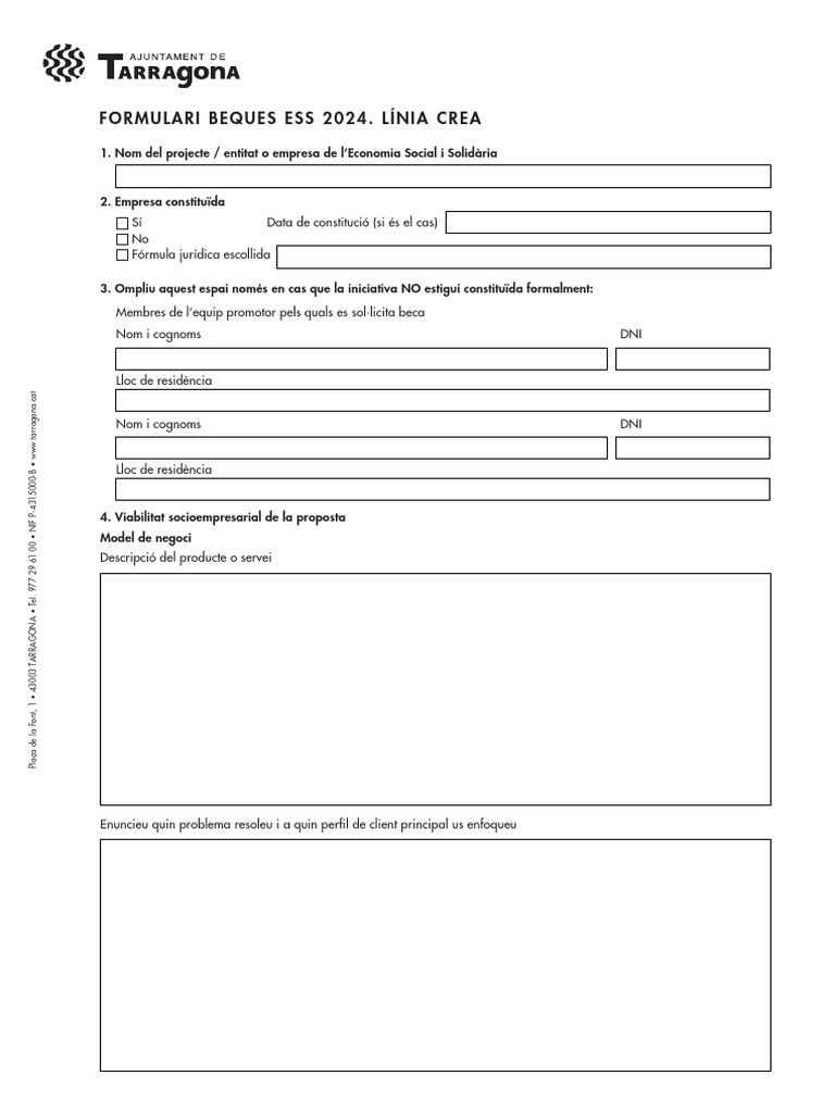 Formulari Beques ESS 2024 | PDF