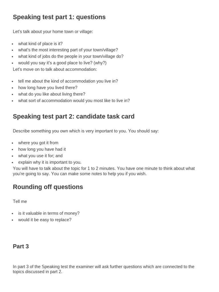 Speaking Test Ilets | PDF
