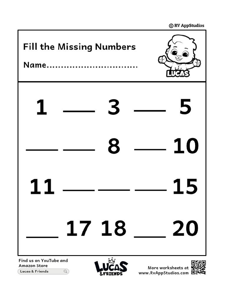 133 free printable worksheets for kids missing number worksheets 1 20
