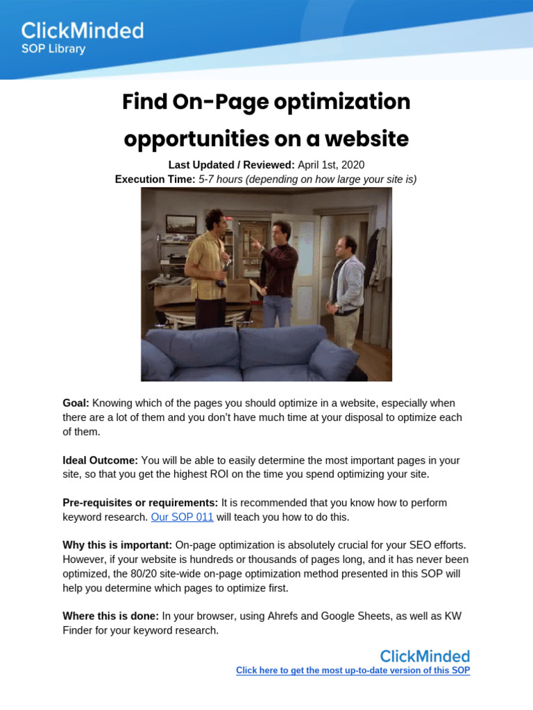 SOP 041 - Find On-Page Optimization Opportunities On A Website | PDF