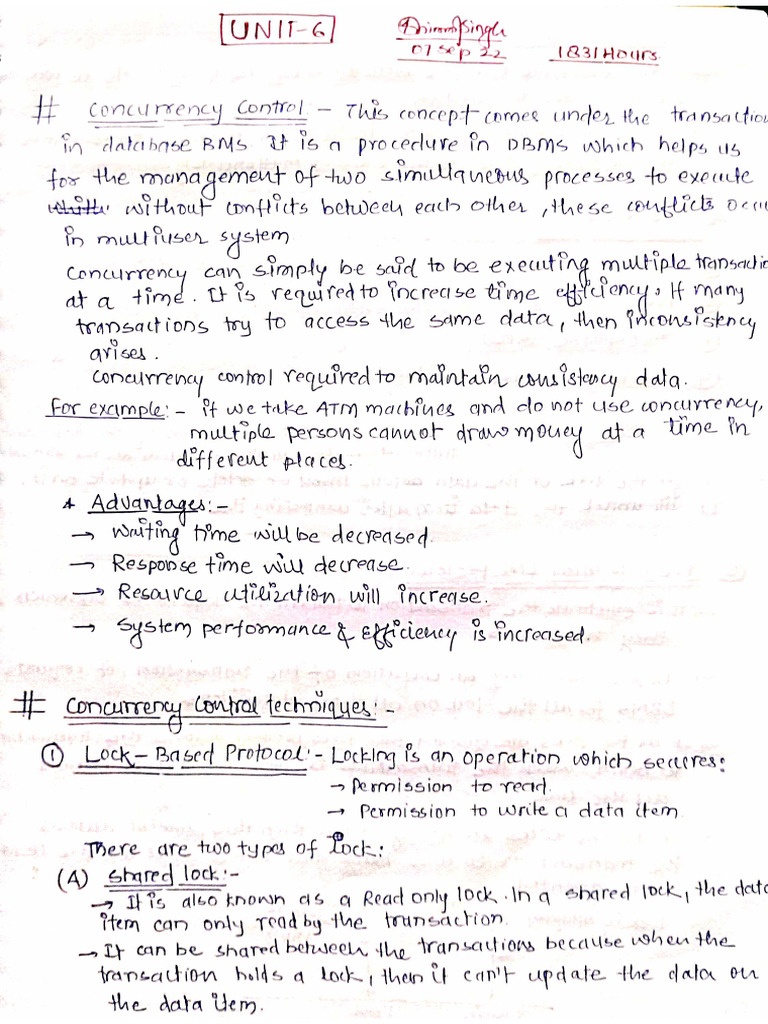 DBMS Unit 6 | PDF