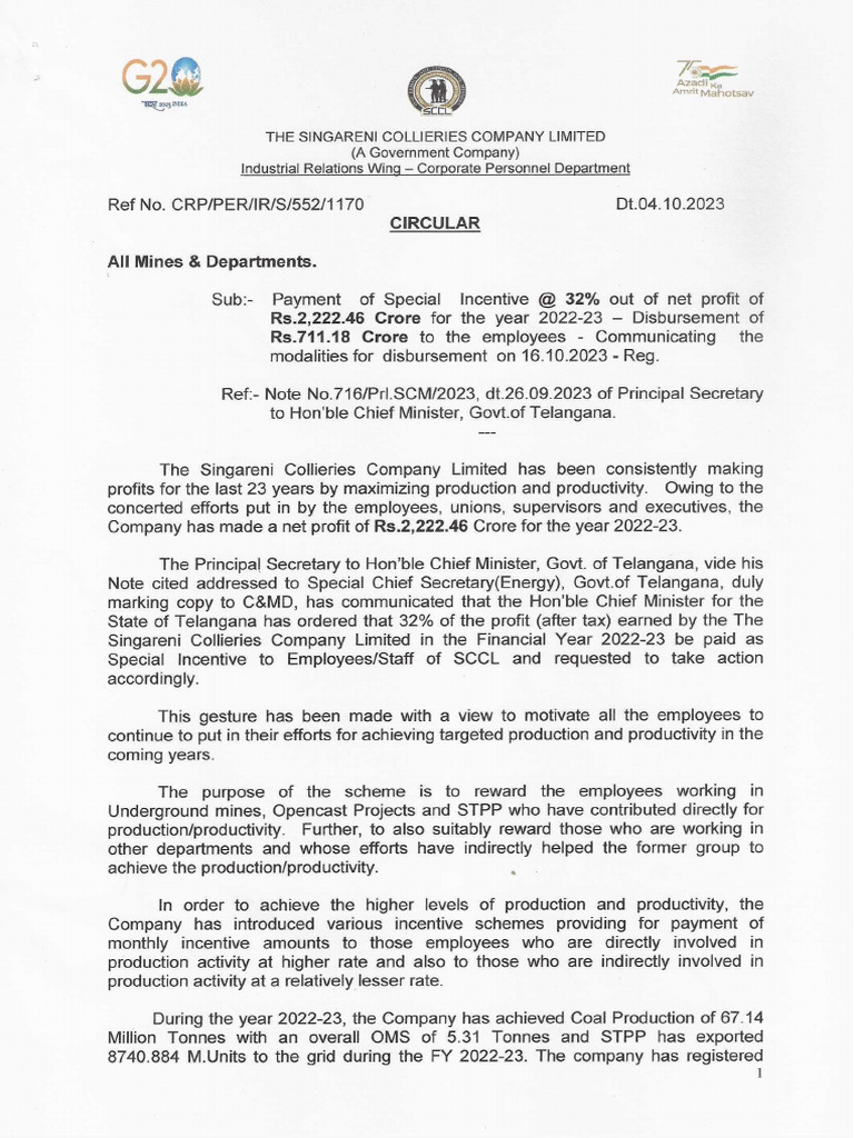 1170 - SPL Incentive Circular | PDF