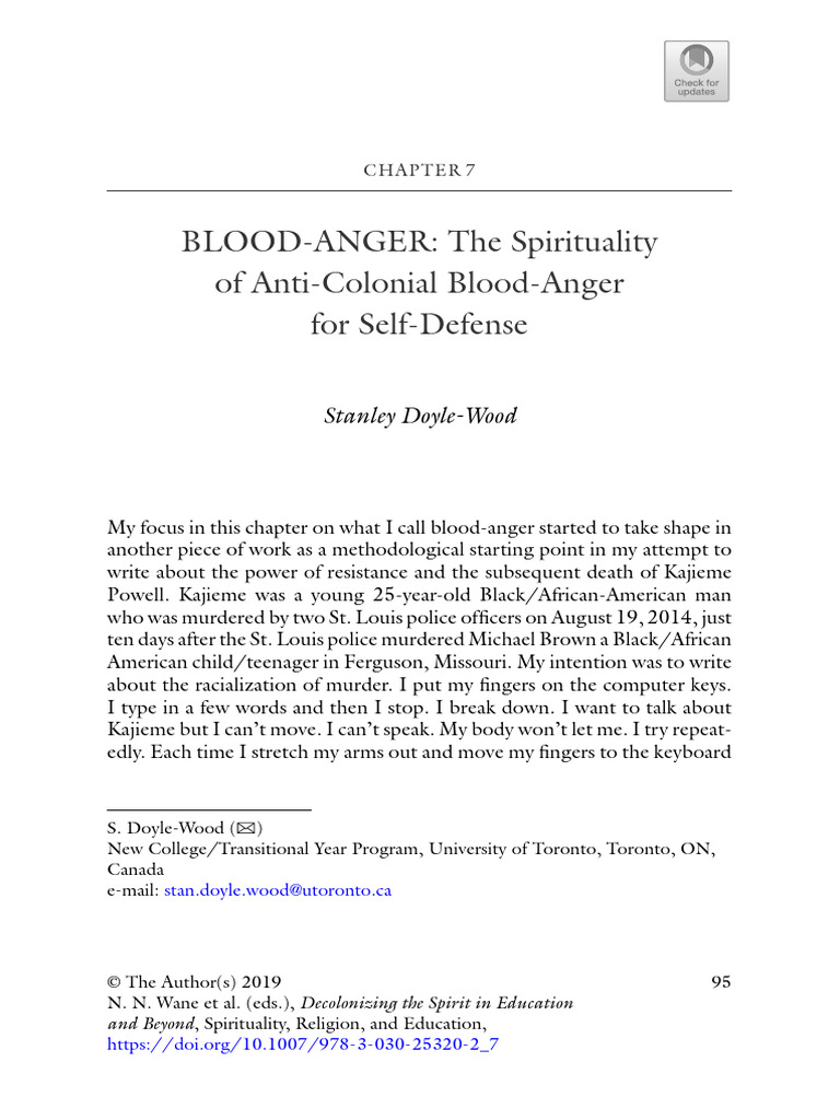 CSE444+Week+5+BLOOD+ANGER+S +Doyle-Wood+ | PDF | Anger | Decolonization