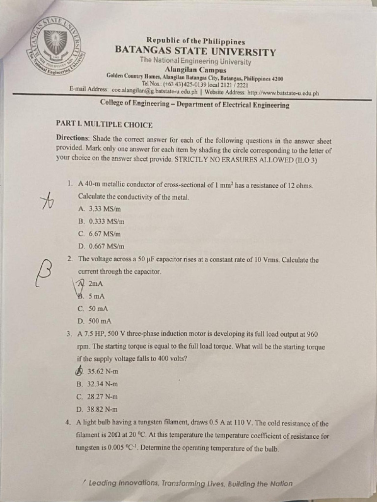 EE Evaluation Examination EE418 | PDF