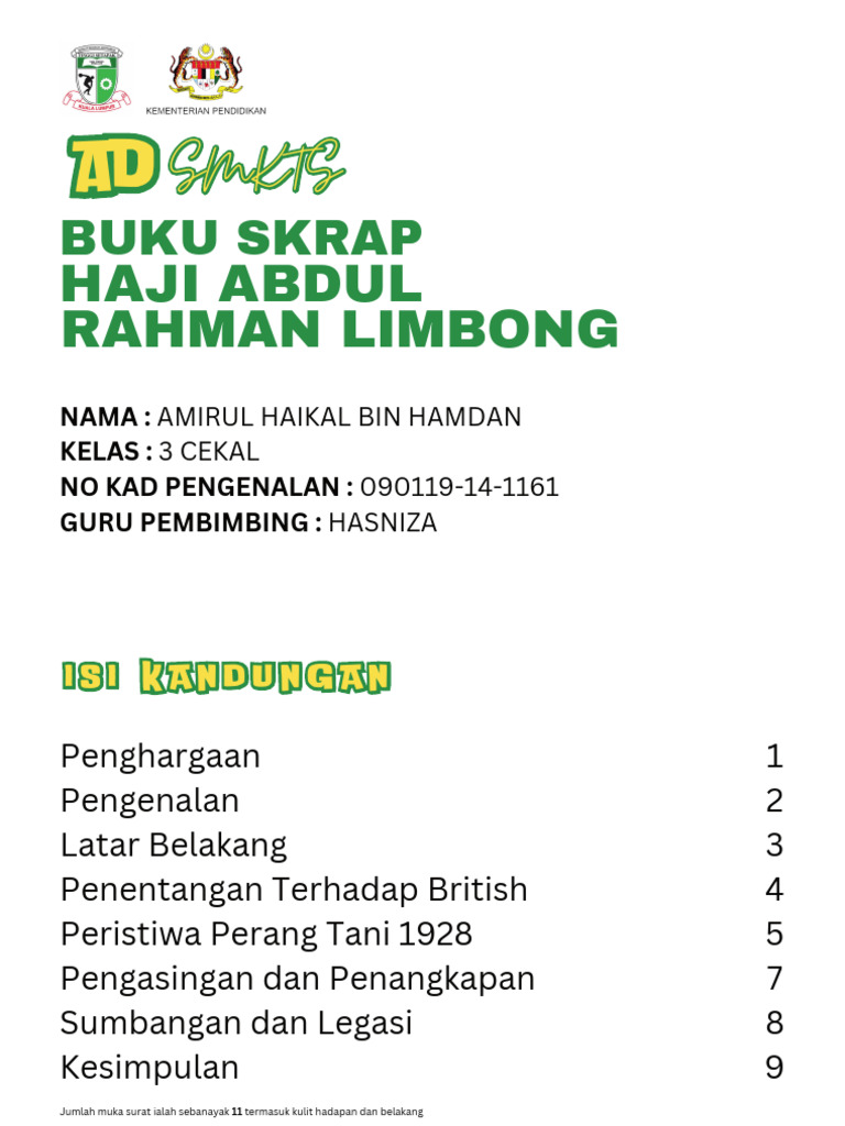 Contoh Buku Skrap Tokoh Sejarah | PDF