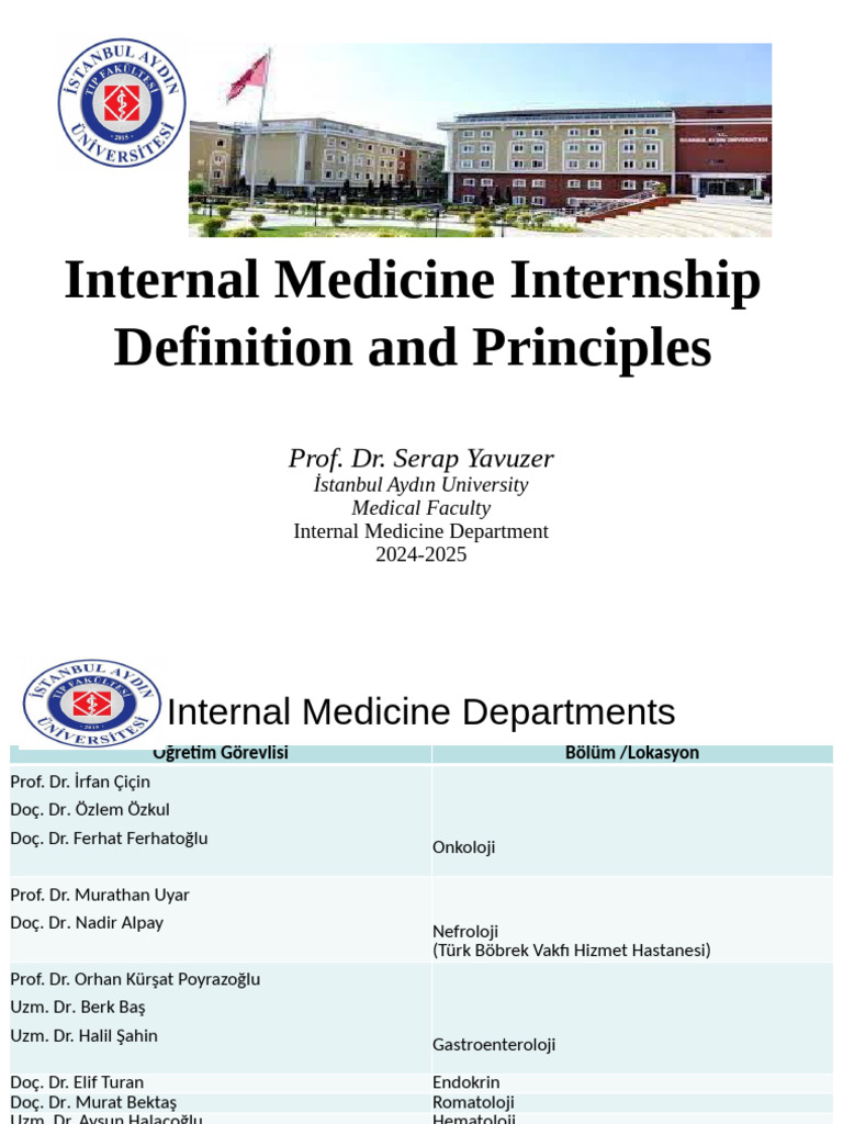 Internal Medicine Internship Definition and Principles-İAU | PDF