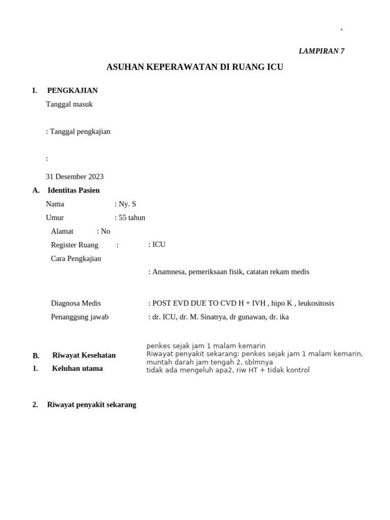 Format Pengkajian Icu | PDF