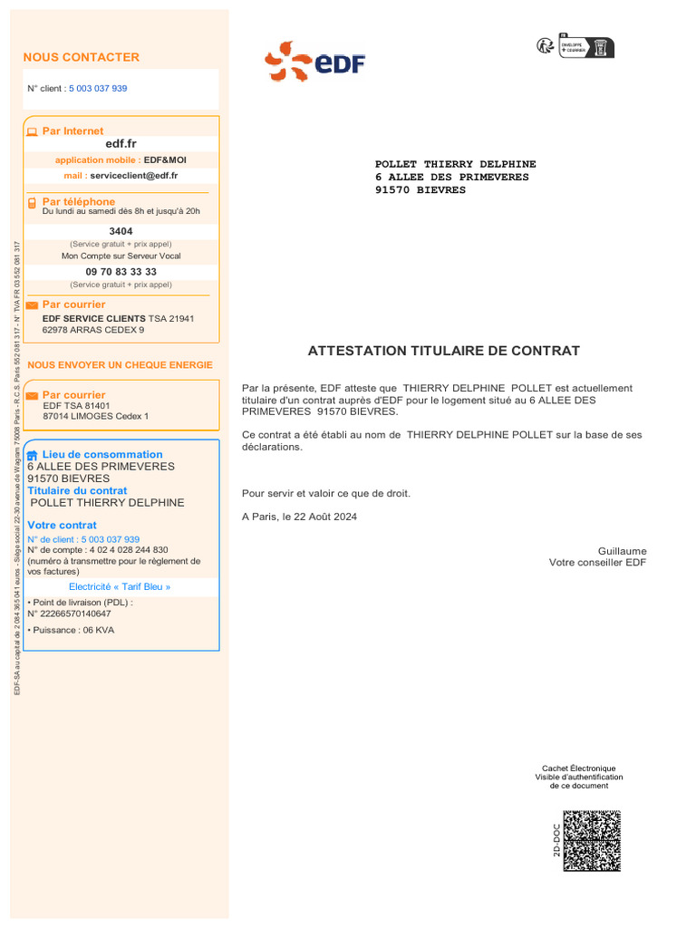 Contrat EDF Thierry Pollet PDF — free download
