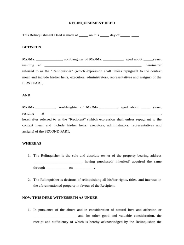 Relinquishment Deed | PDF
