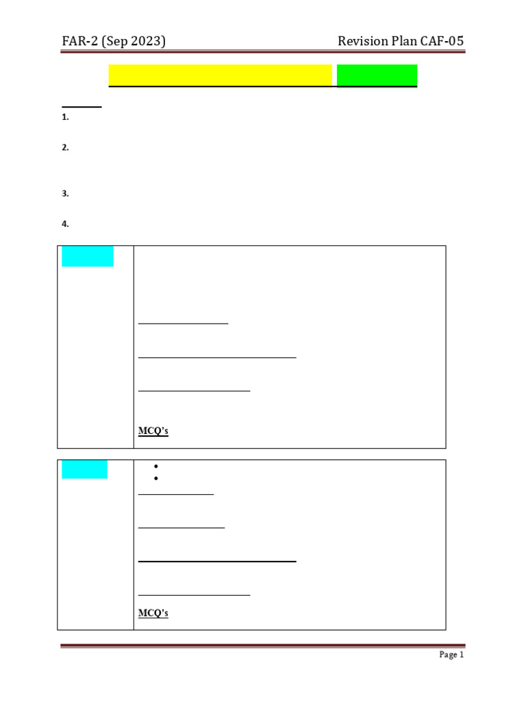 Sep 2023 Revision Plan | PDF