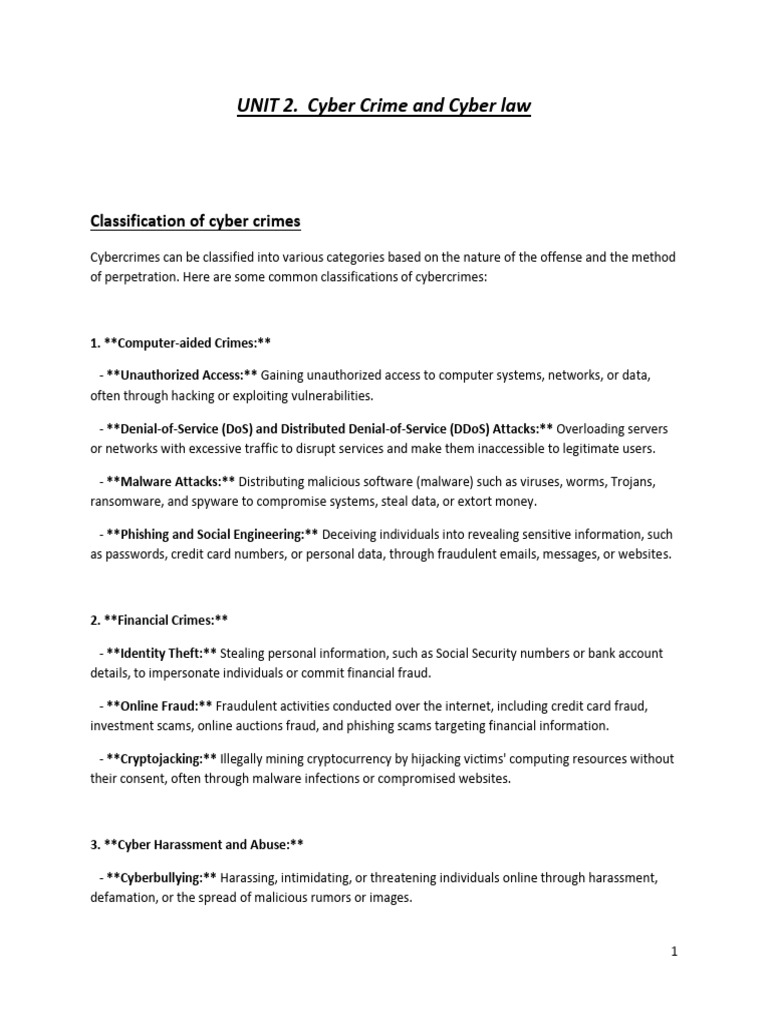 UNIT 2 Cyber Crime and Cyber Low | PDF | Cybercrime | Malware