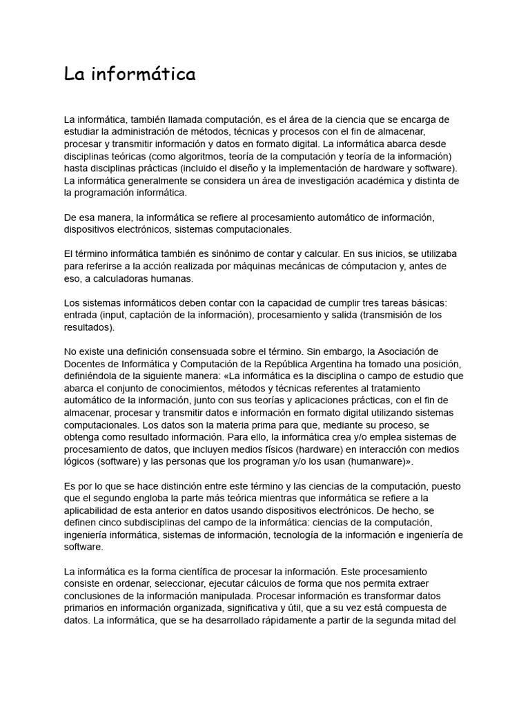 Conceptos Clave de la Informática | PDF | Informática | Tecnologías de ...