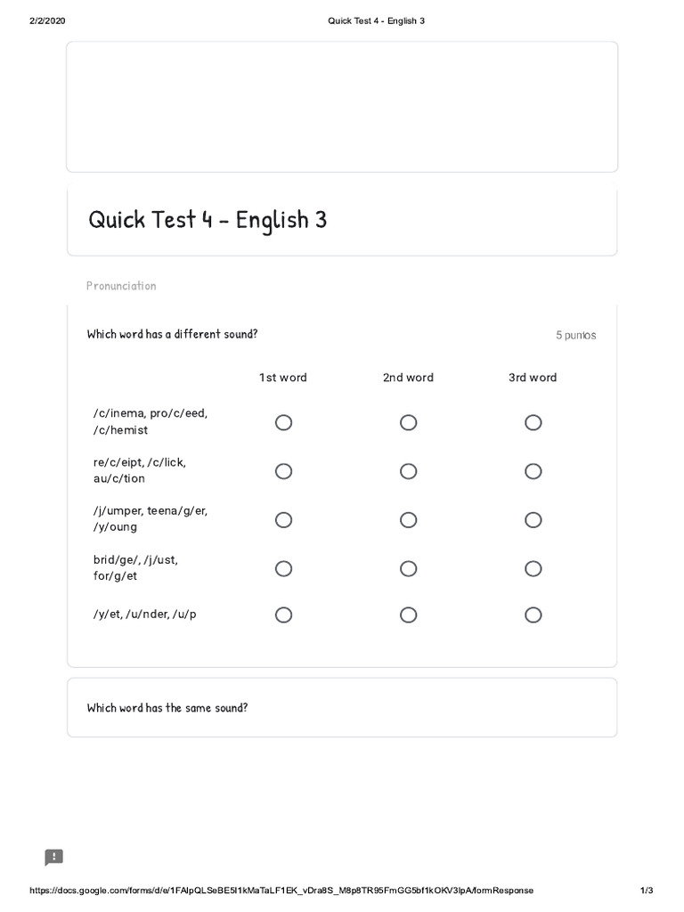 Quick Test 4 - 3 English 3 | PDF | Computers