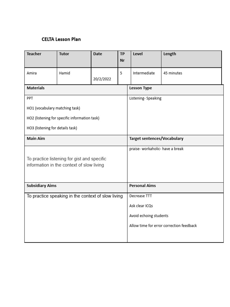 TP5 - Lesson Plan | PDF