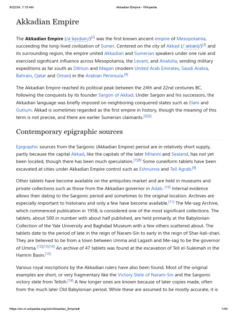 Akkadian Empire - Wikipedia | PDF
