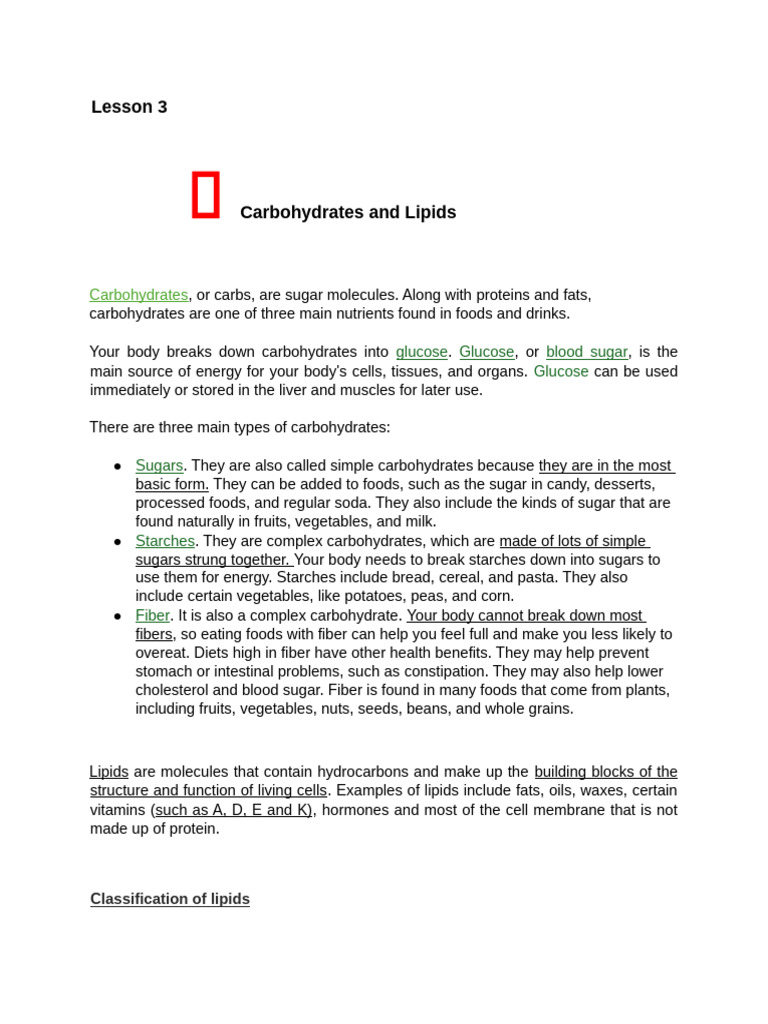 FTPC 119 Module 2 Lesson 3 Carbohydrates and Lipids | PDF | Lipid ...