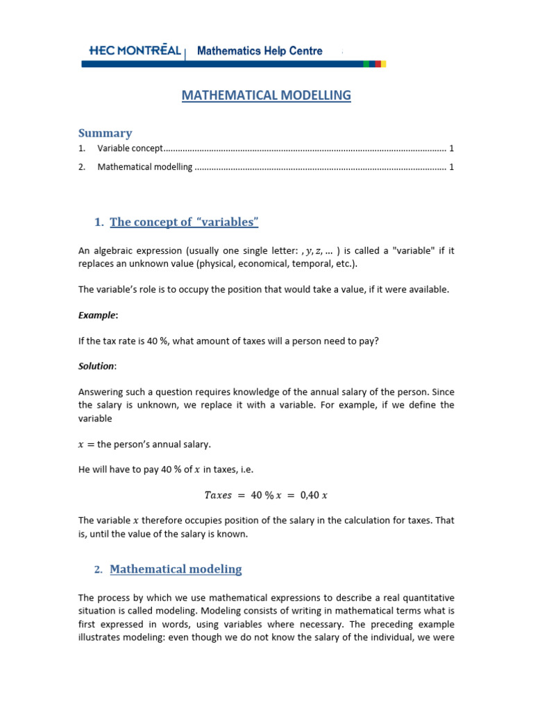 Mathematical Modelling | PDF
