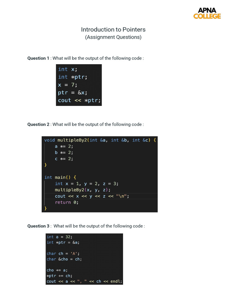 Pointers Questions | PDF