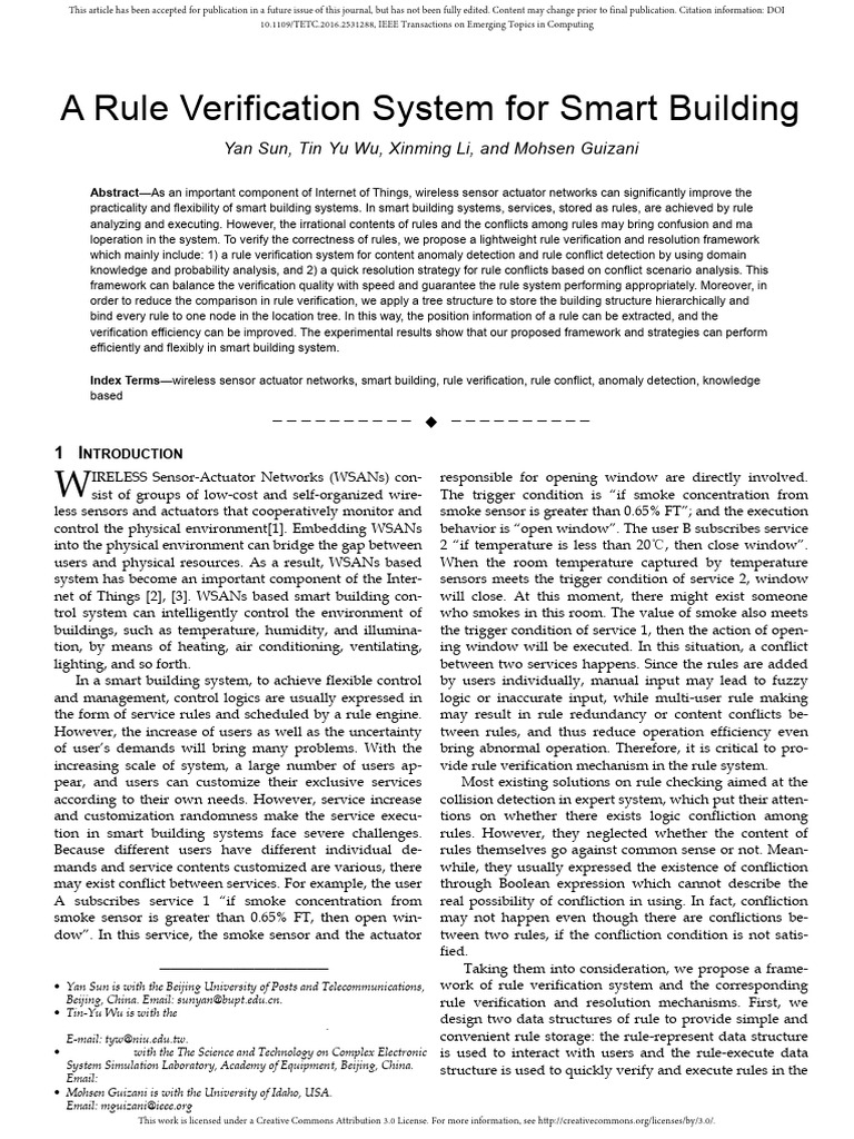 A Rule Verification System For Smart Buildings | PDF