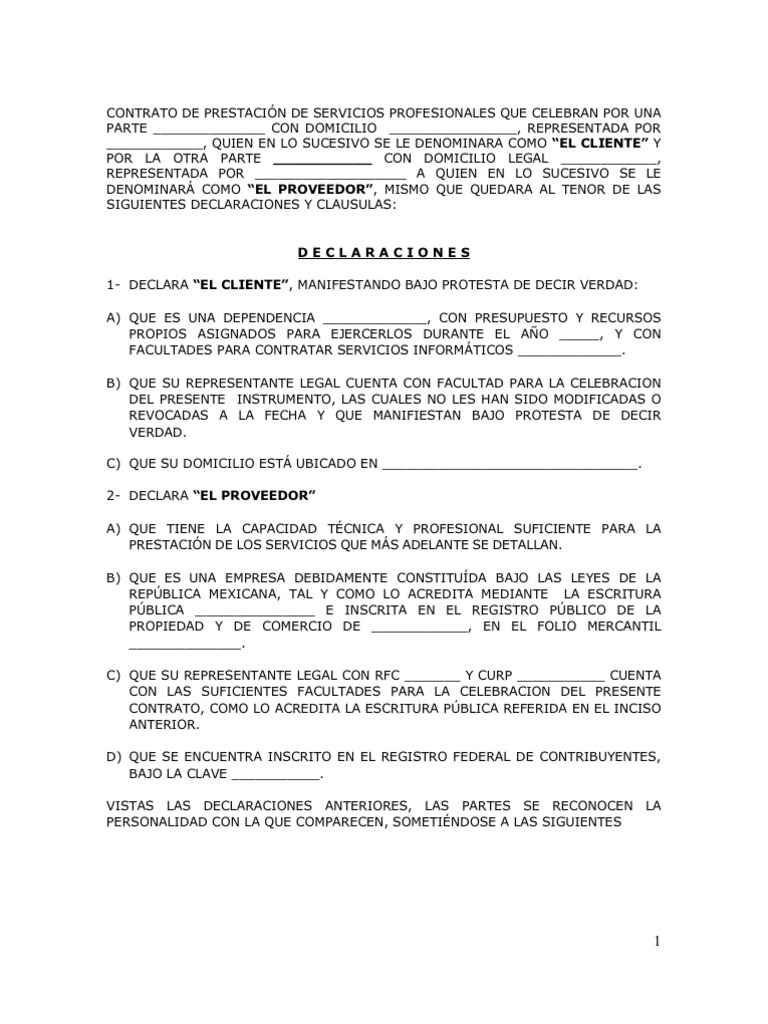 CONTRATO MAESTRO DE PRESTACIÓN DE SERVICIOS PROFESIONALES