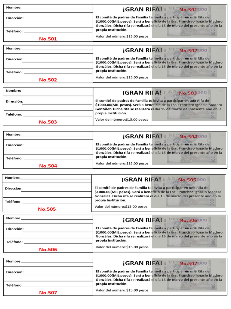 Boletos 501 Al 600 | PDF