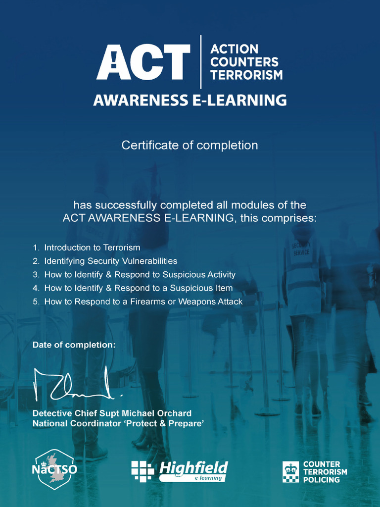 Act e learning certificate 2 pdf
