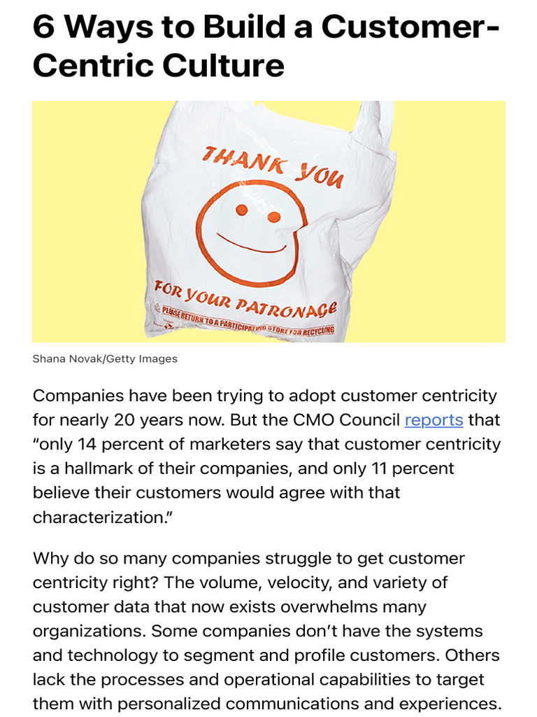 6 Ways To Build A Customer-Centric Culture | PDF