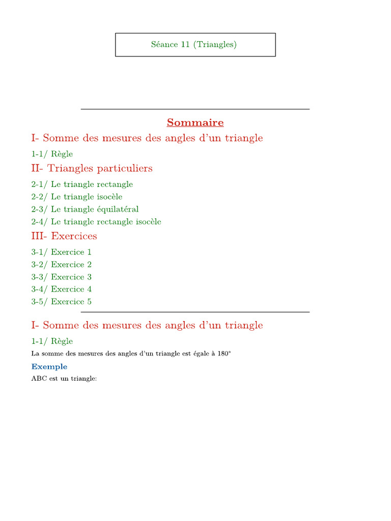 Seance 11 Triangles | PDF