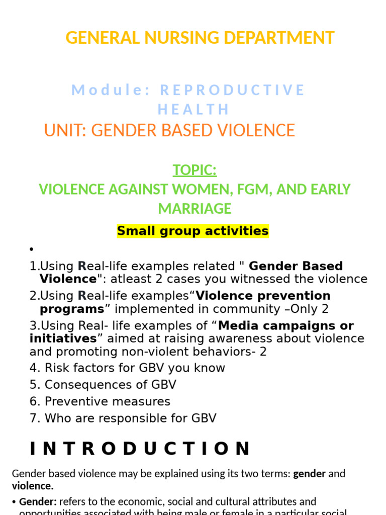 Gender Based Vilence | PDF | Female Genital Mutilation | Violence