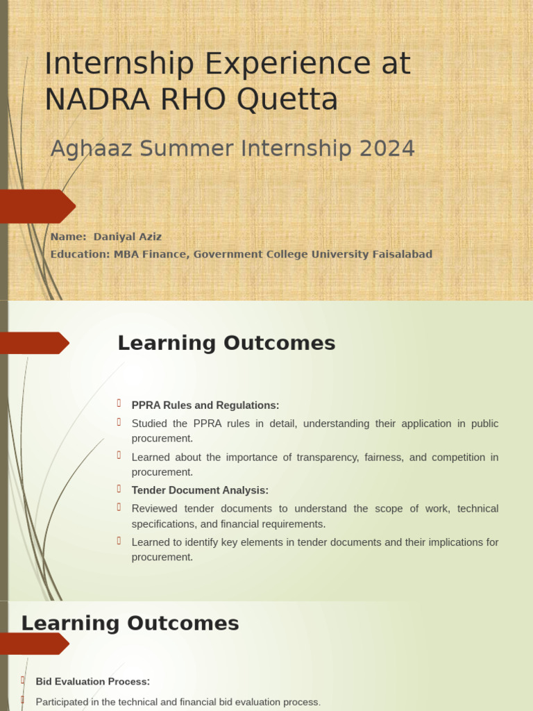 Internship Experience at NADRA RHO Quetta | PDF