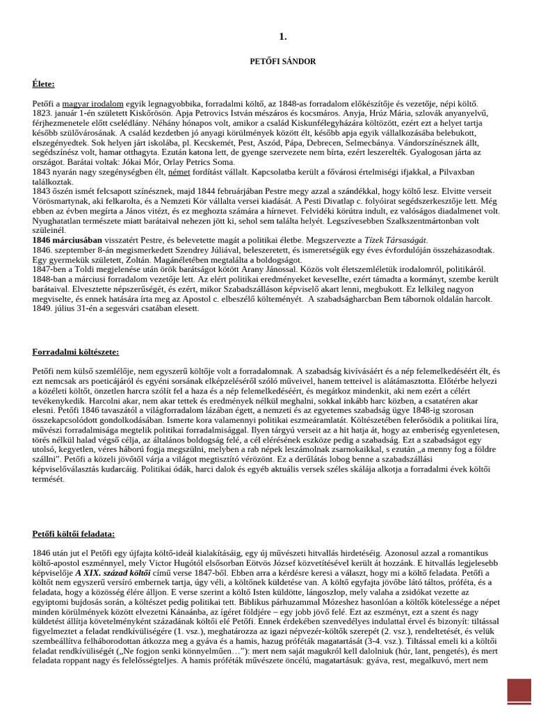 1 Petofi | PDF