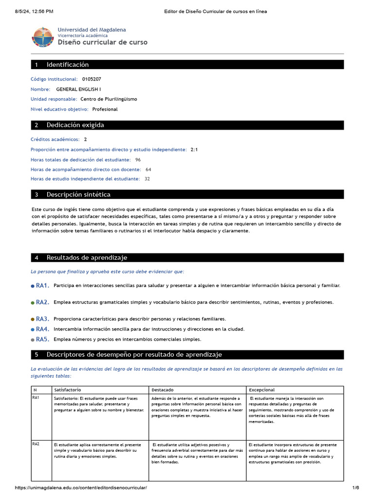 Microdiseño English I | PDF