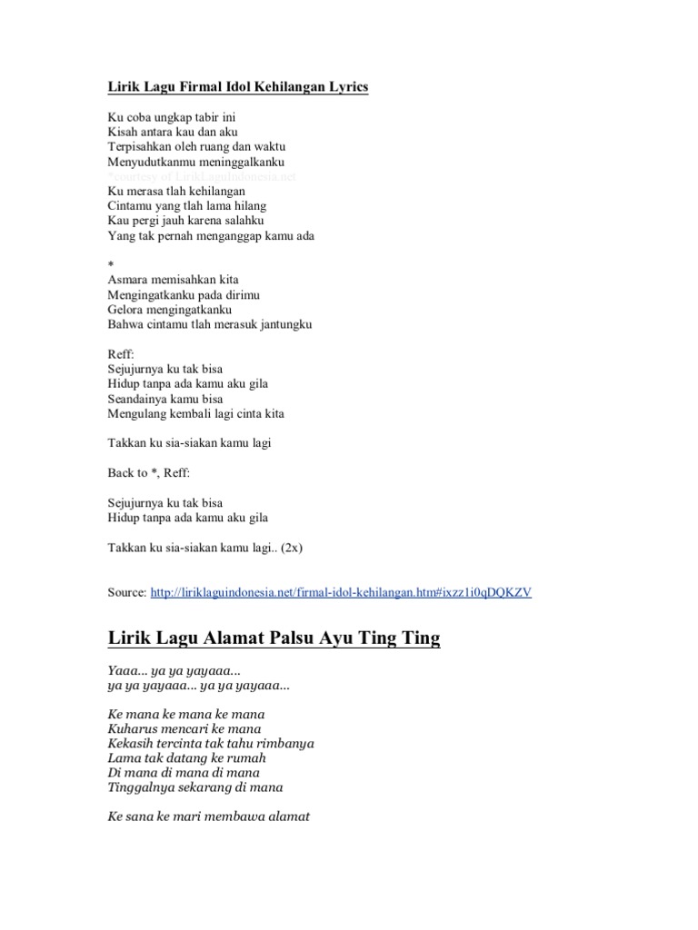 Lirik Lagu Pdf