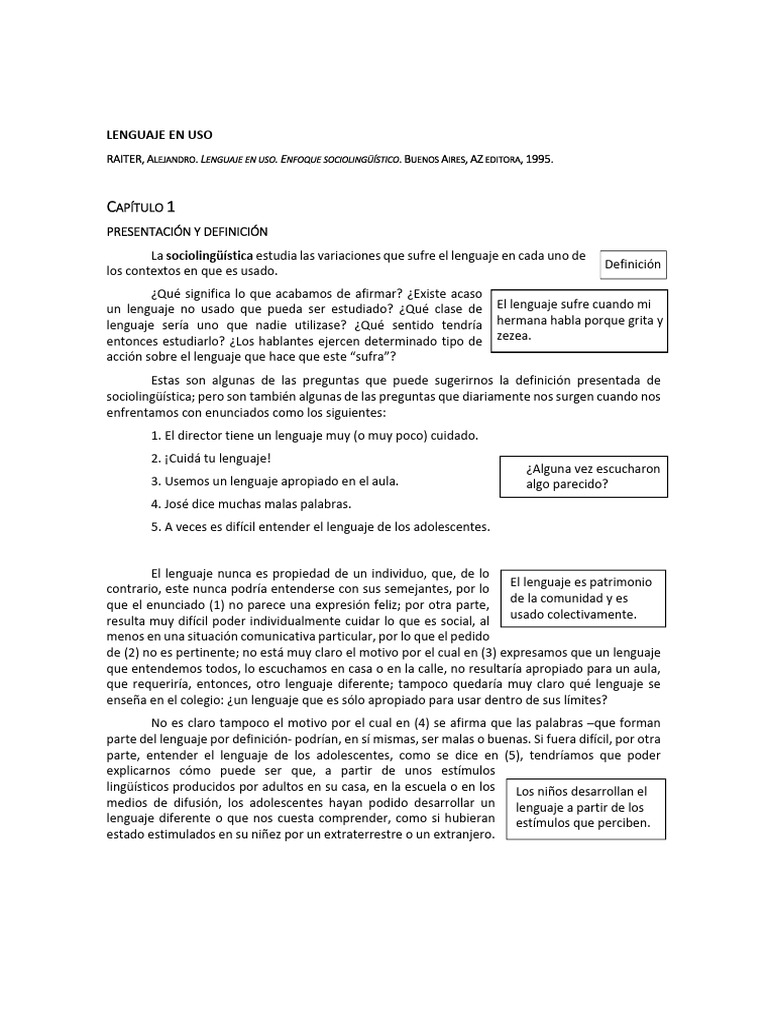 Lenguaje En Uso Raiter Pdf